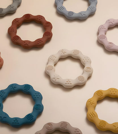 Set of 2 Silicone Teething Rings – Pink & Beige