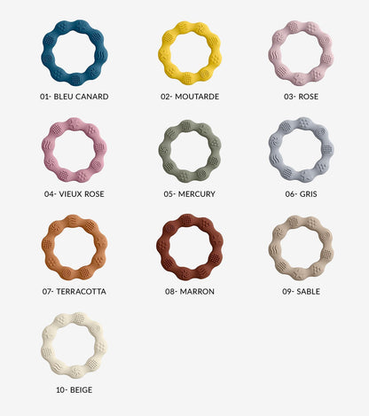 Set of 2 Silicone Teething Rings – Blue & Mustard