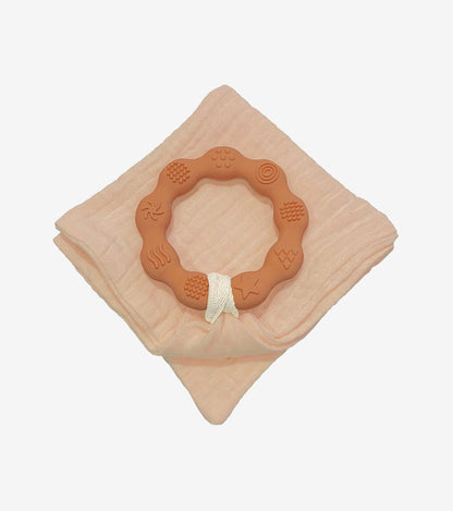Teething Ring with Muslin – Terracotta