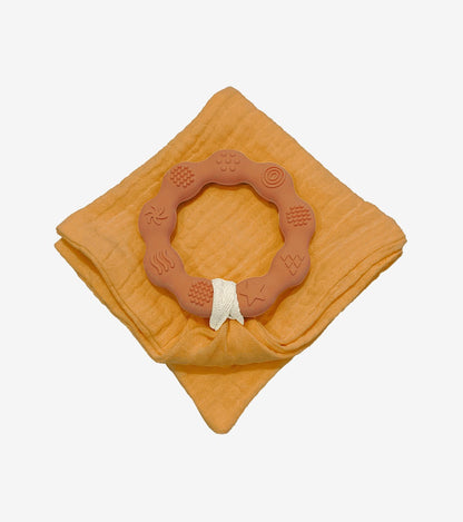 Teething Ring with Muslin – Terracotta