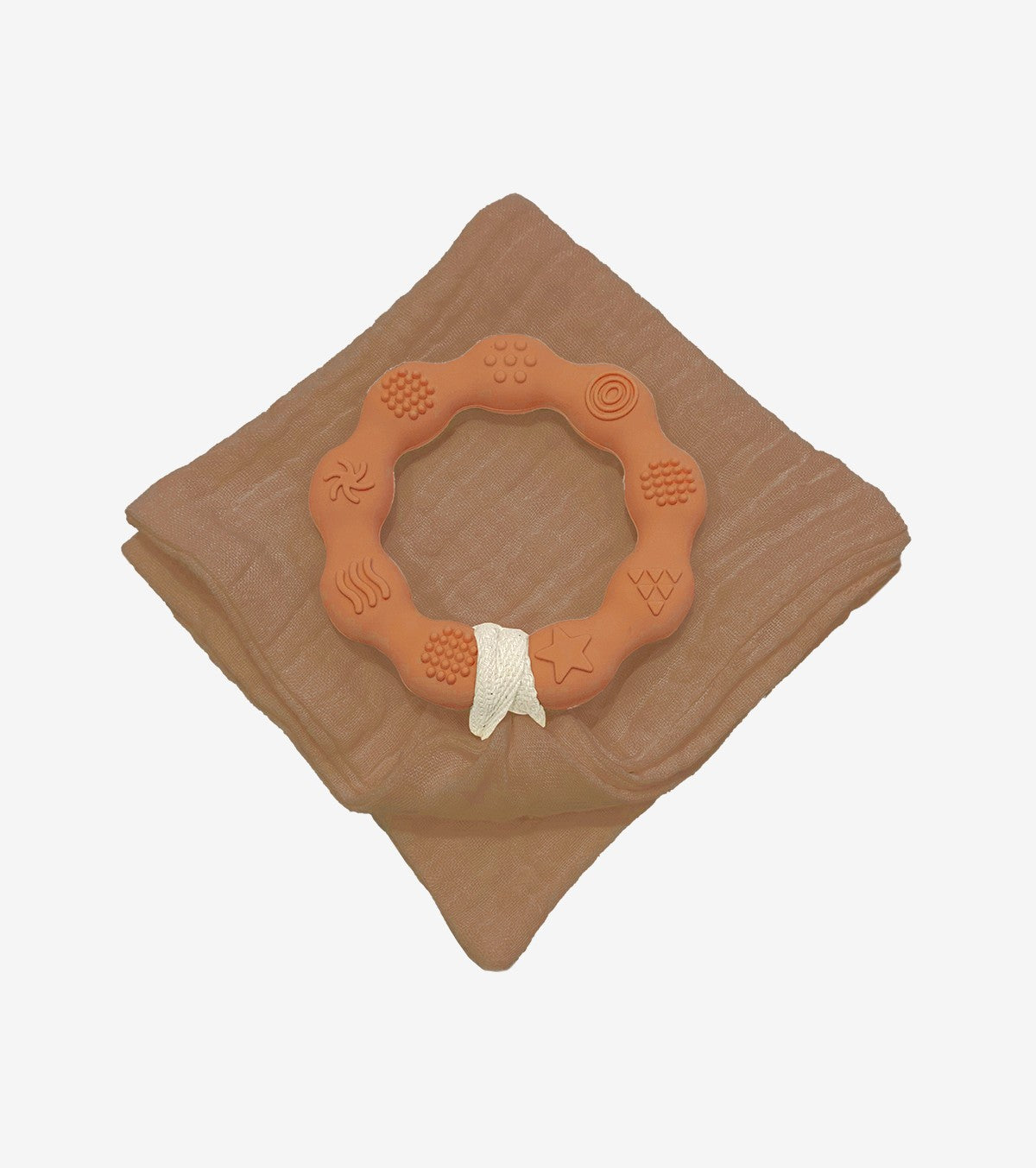 Teething Ring with Muslin – Terracotta