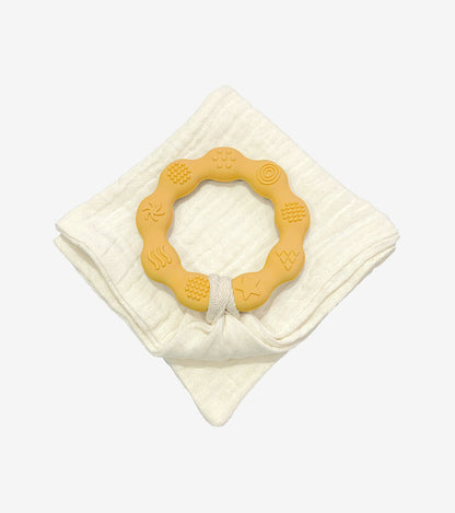 Mustard Teething Ring with Muslin