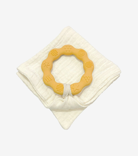 Mustard Teething Ring with Muslin