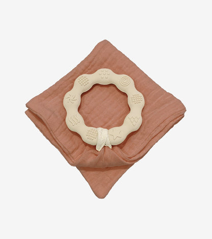 Teething Ring with Muslin – Beige
