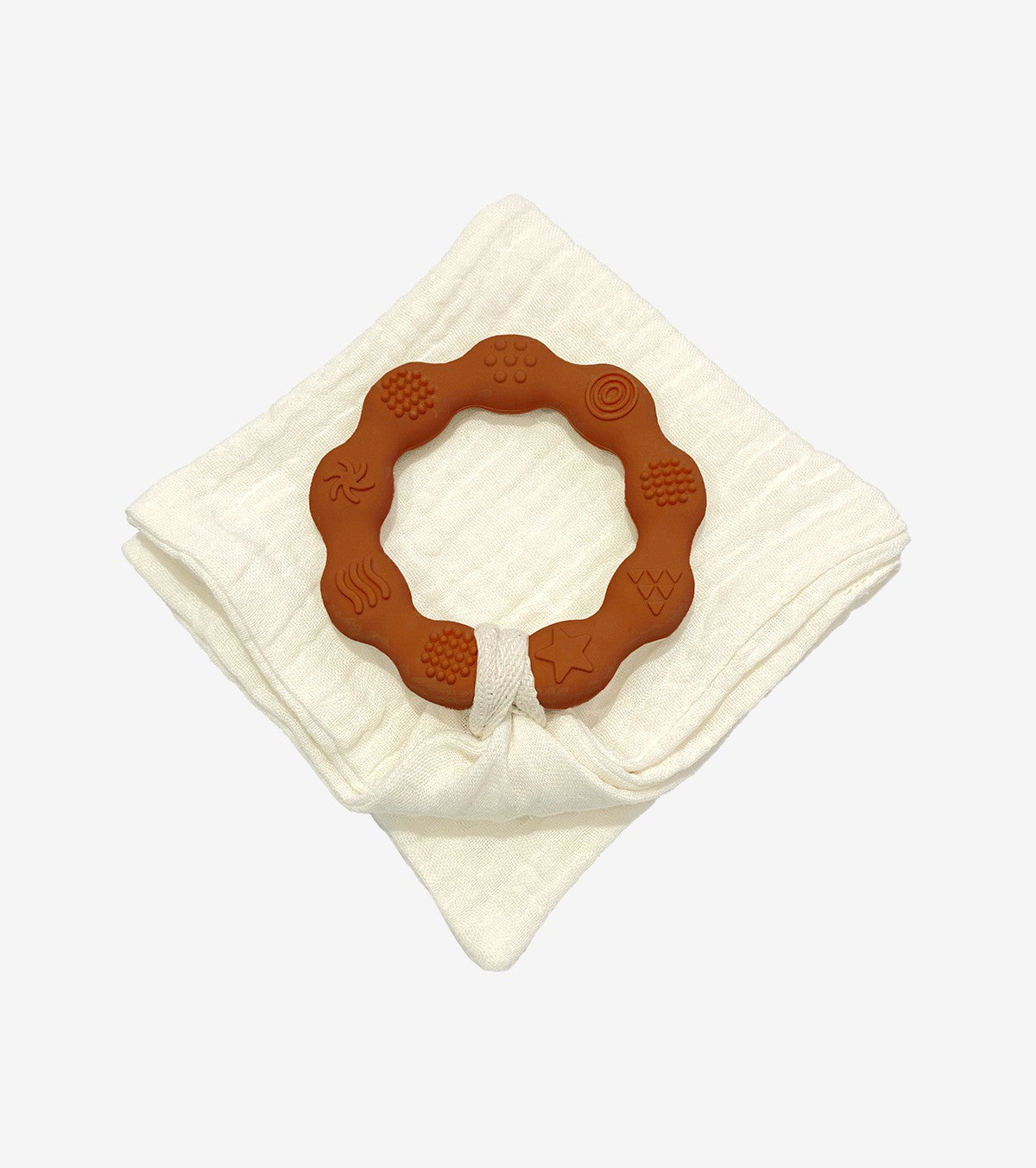 Teething Ring with Muslin – Brown