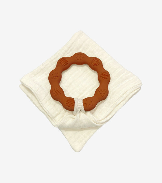 Teething Ring with Muslin – Brown
