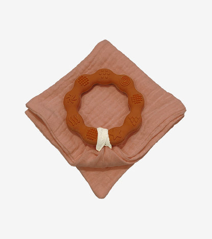 Teething Ring with Muslin – Brown