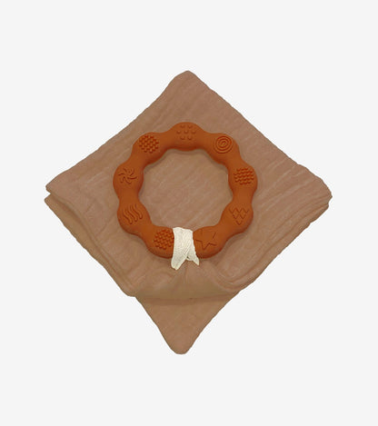 Teething Ring with Muslin – Brown