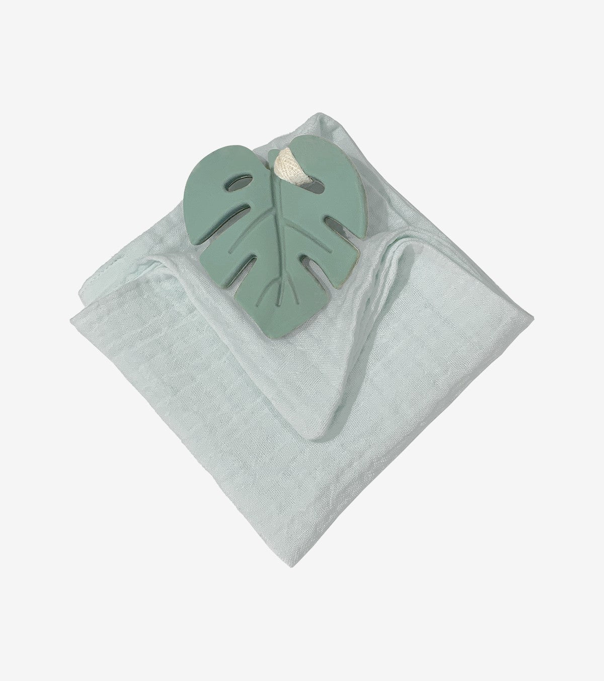 Aqua Leaf Teething Ring with Comfort Cloth