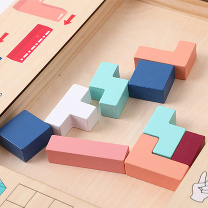 3-in-1 Wooden Tetris Puzzle & Spatial Thinking Toy