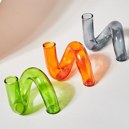 Ema Twist Glass Candle Holders