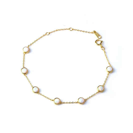 925 Silver Opal Bracelet for Women – Adjustable Luxury Chain