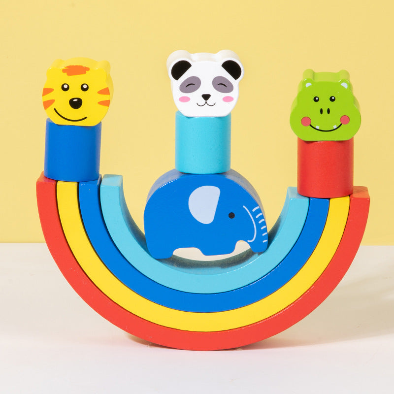 Rainbow Animal Balance Blocks – Montessori Stacking Toy