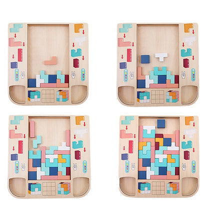 3-in-1 Wooden Tetris Puzzle & Spatial Thinking Toy