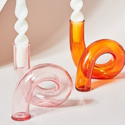 Ema Twist Glass Candle Holders