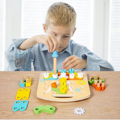 Wooden Nut & Bolt Puzzle Early Learning Toy for Toddlers
