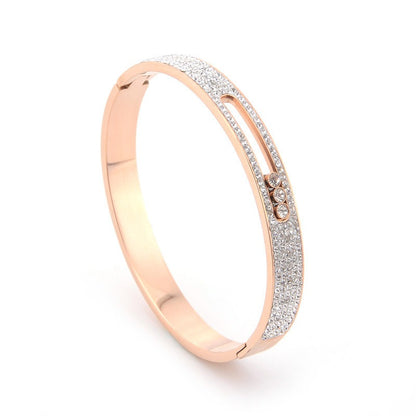 Rose Gold Titanium Steel Diamond Ring for Women