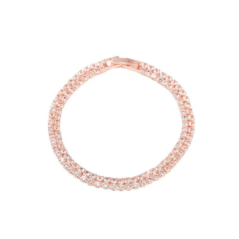Zircon Diamond Couple Bracelet – 18cm Copper Jewelry Gift