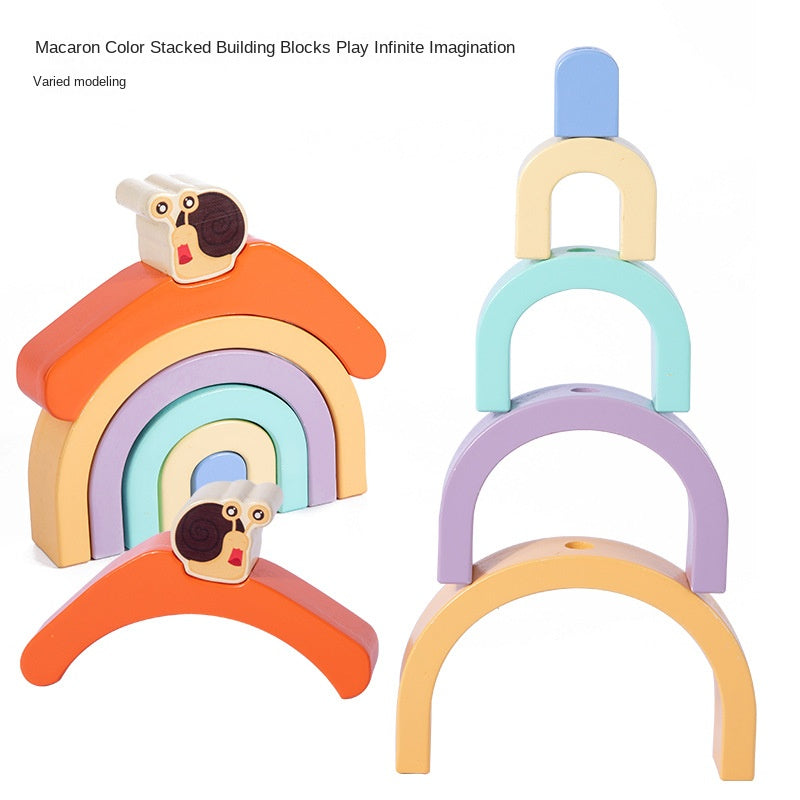 Wooden Rainbow Snail Pull-Along Toy