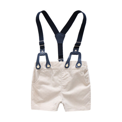 Elegant Cotton Overalls & Shirt Outfit for Toddler Boys
