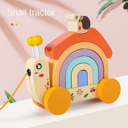 Wooden Rainbow Snail Pull-Along Toy