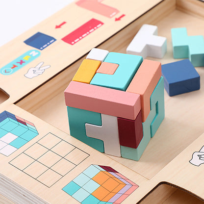 3-in-1 Wooden Tetris Puzzle & Spatial Thinking Toy