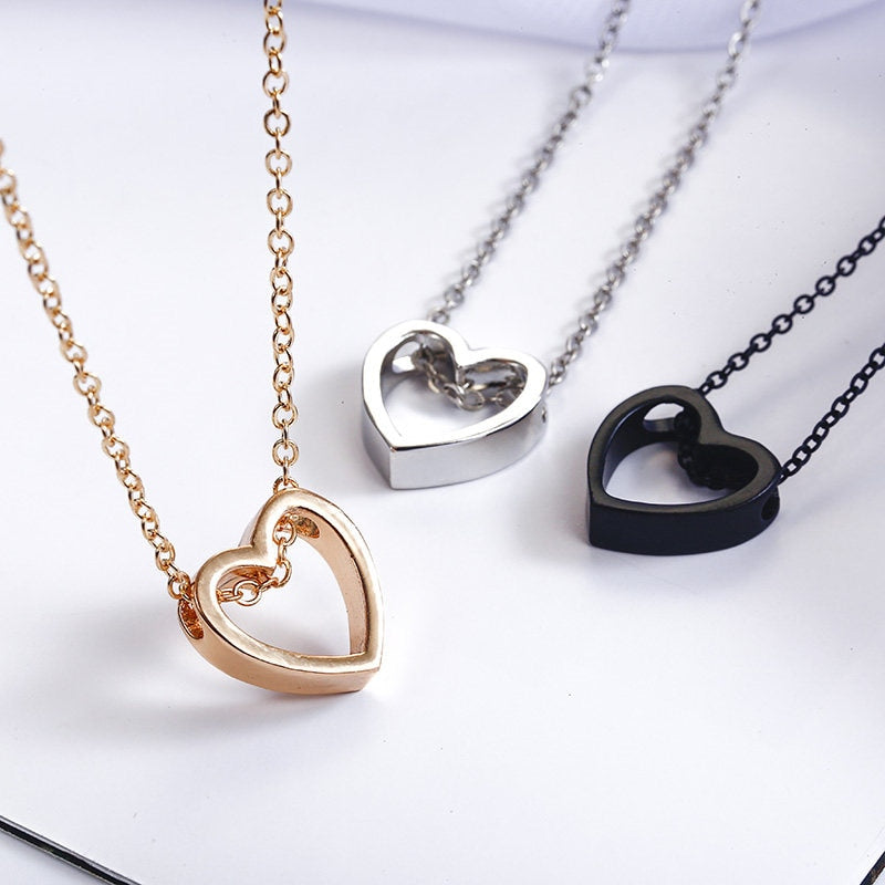 Black Heart Choker Necklace Gold & Silver