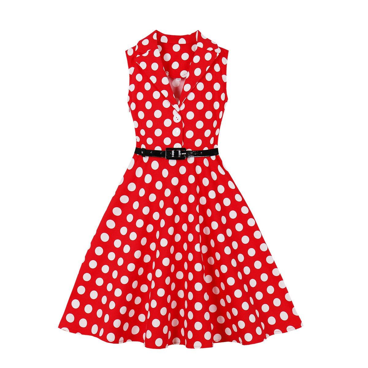 Girls Cotton Polka Dot Sleeveless Dress with Belt – Summer Casual Outfit