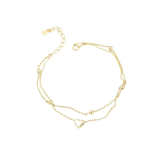 925 Silver Double Heart Bracelet for Women