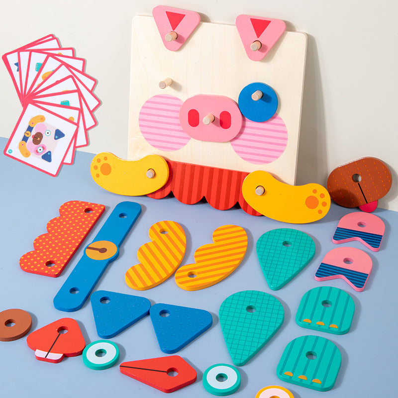 3D Animal Face-Changing Puzzle Blocks