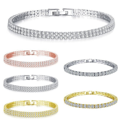 Zircon Diamond Couple Bracelet – 18cm Copper Jewelry Gift