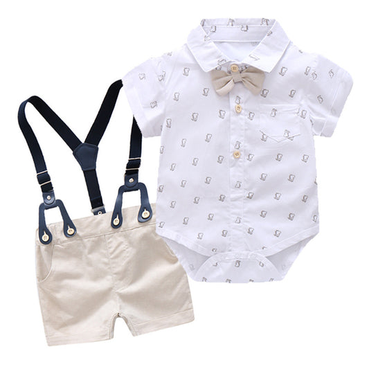 Elegant Cotton Overalls & Shirt Outfit for Toddler Boys