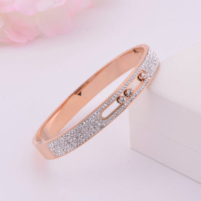 Rose Gold Titanium Steel Diamond Ring for Women
