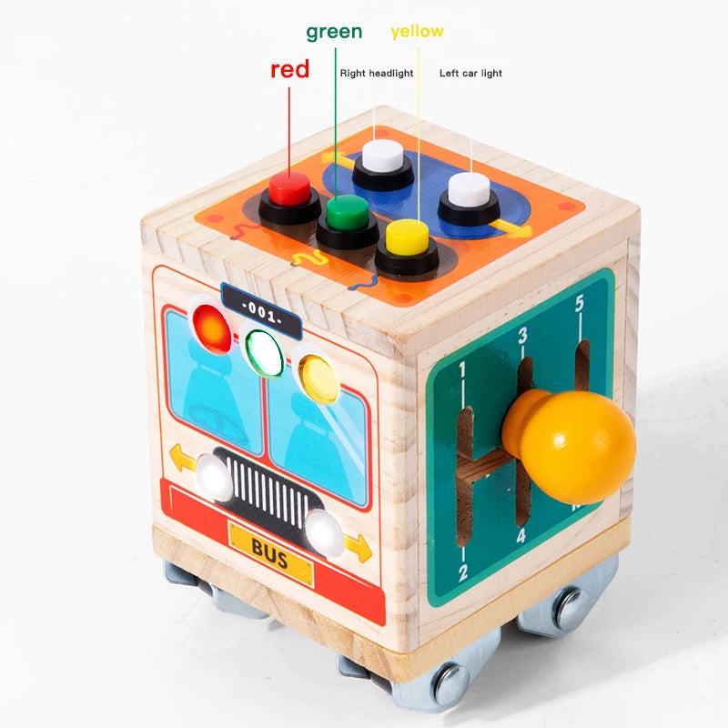 Montessori Wooden Busy Bus Toy