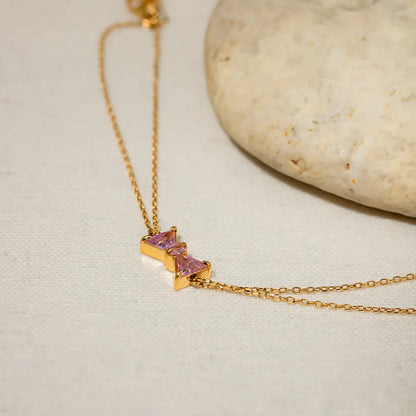 Gold Zircon Bow Bracelet for Women – Stainless Steel